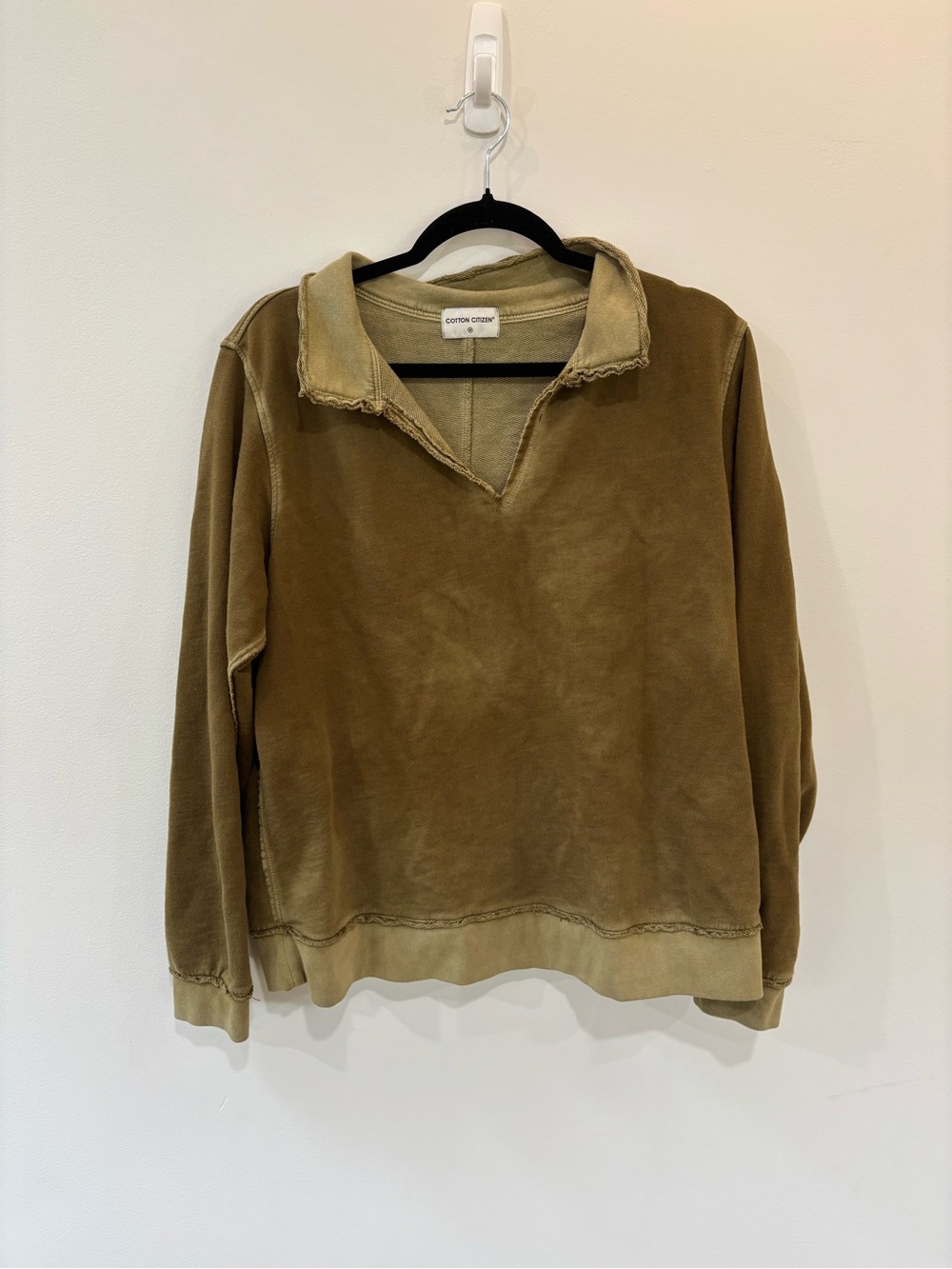 Cotton Citizen Collared Raw Hem Pullover Sweatshirt
